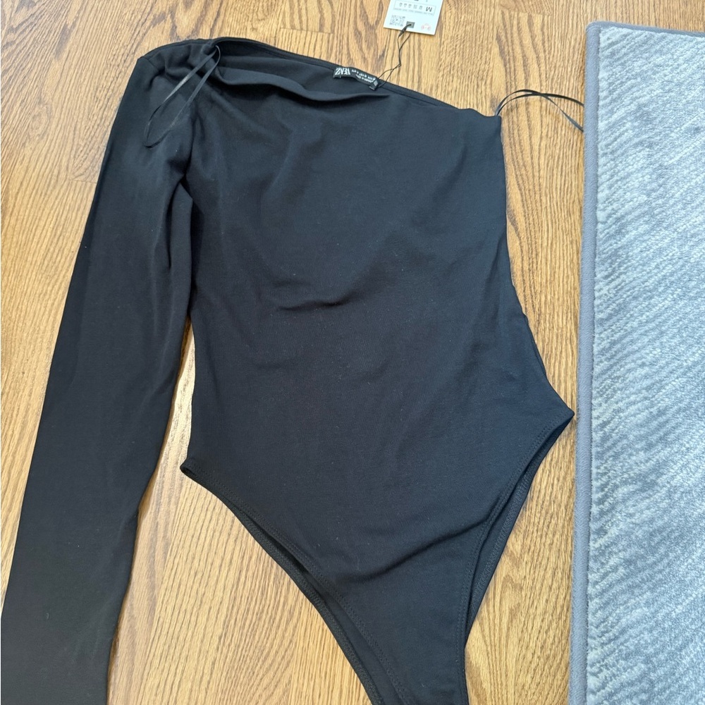 Zara One Shoulder Black Bodysuit